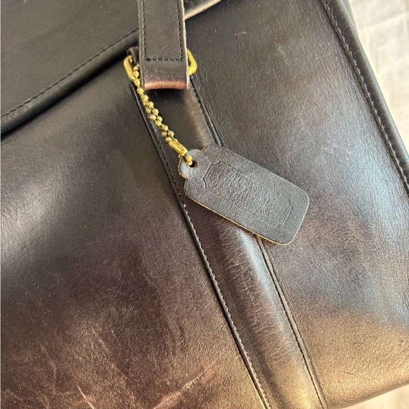Coach Vtg NYC Shoulder Black Leather Brief - Envelope Portfolio Flannel - Picture 4 of 15